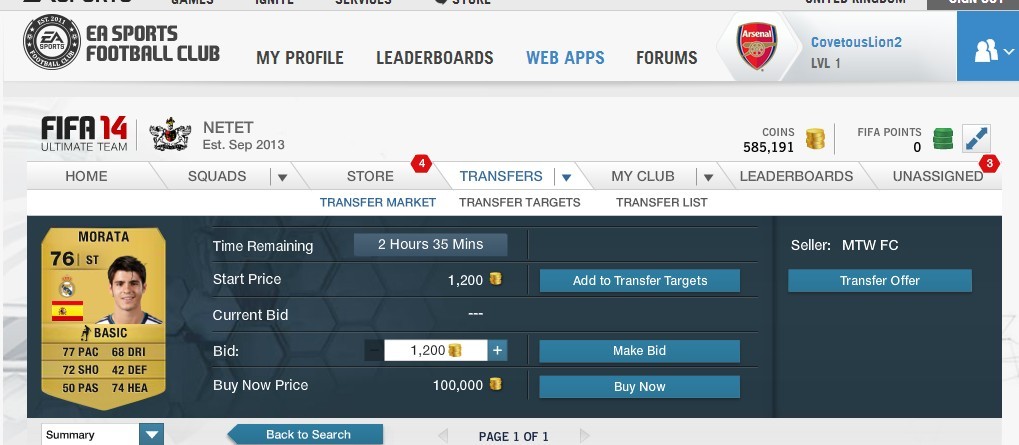 Fifa 14 XBOx 100K